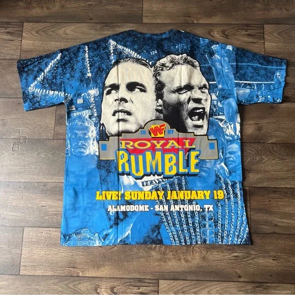 WWE Men's Shawn Michaels vs Sycho Sid Royal Rumble AOP Vintage Shirt Size 2XL
